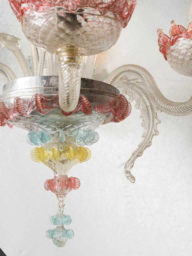 Sinuous arm glass chandelier