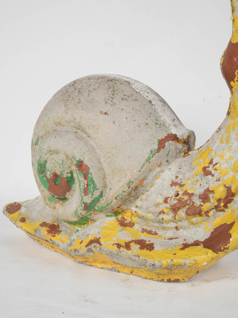 Vibrant, French Vintage Concrete Snail Statue