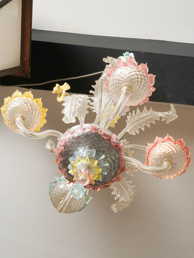 Ribbed foliate Murano chandelier