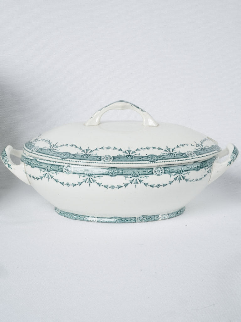 Distinctive green/blue floral ceramic dinner set