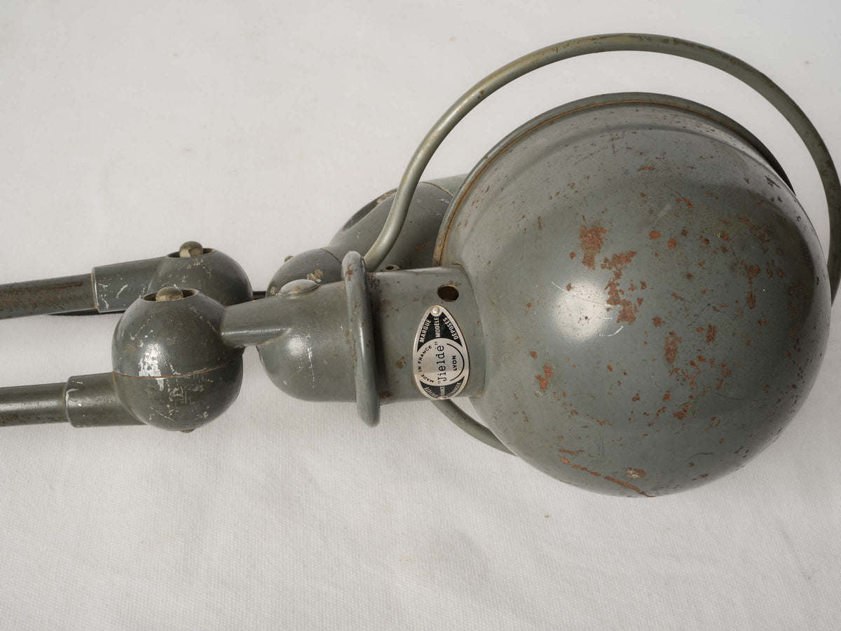 Jieldé French Industrial Articulated Workshop Lamp w/ Gray Patina