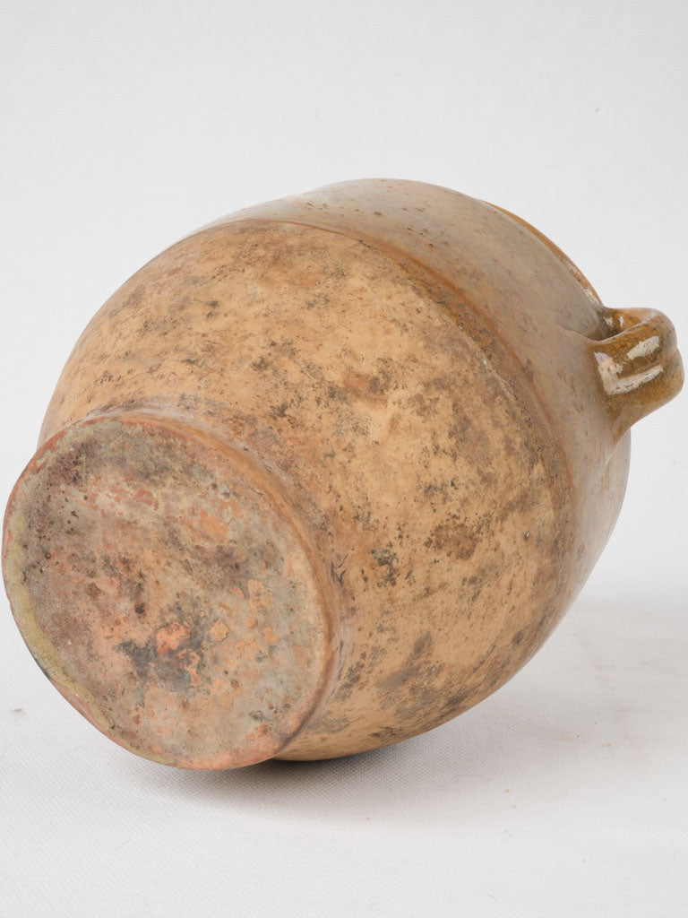 Antique French confit pot w/ brown-yellow glaze 7"