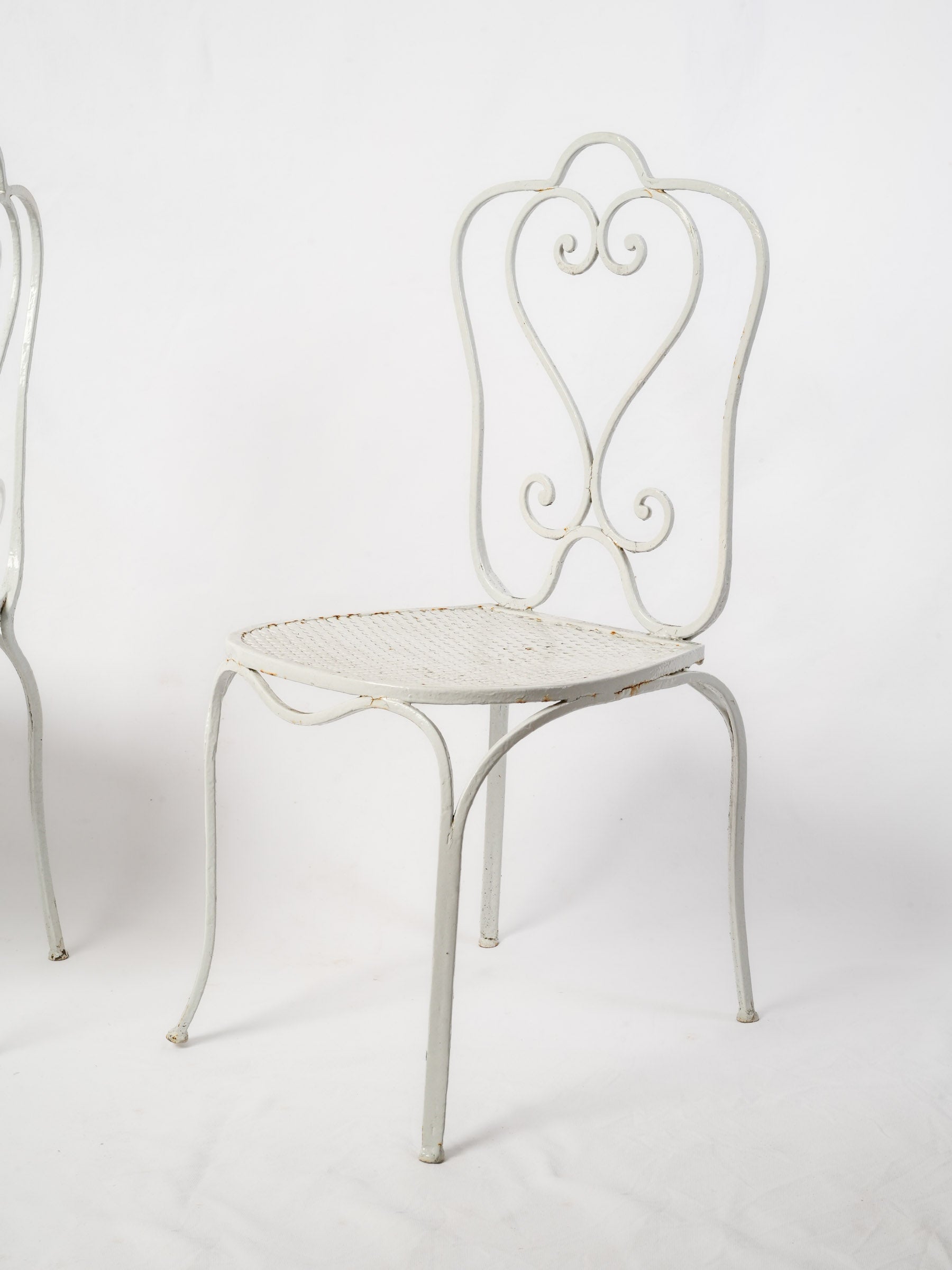 Set of Four Vintage French Wrought Iron Garden Chairs