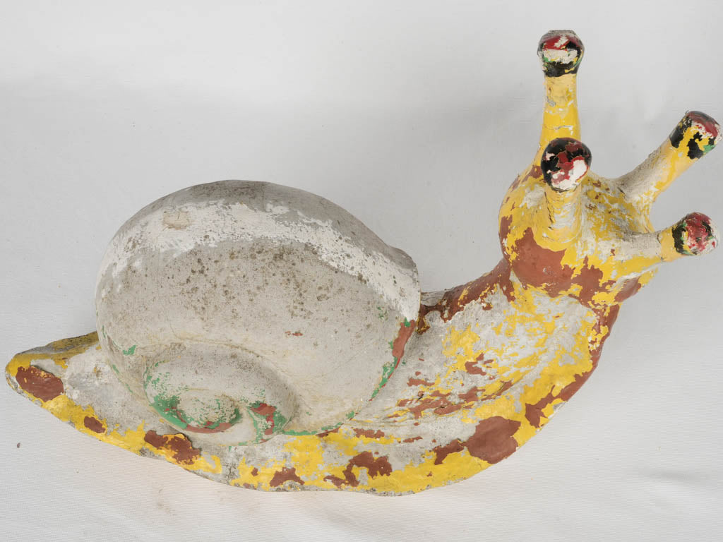 Playful, Aged Concrete Snail Garden Decor