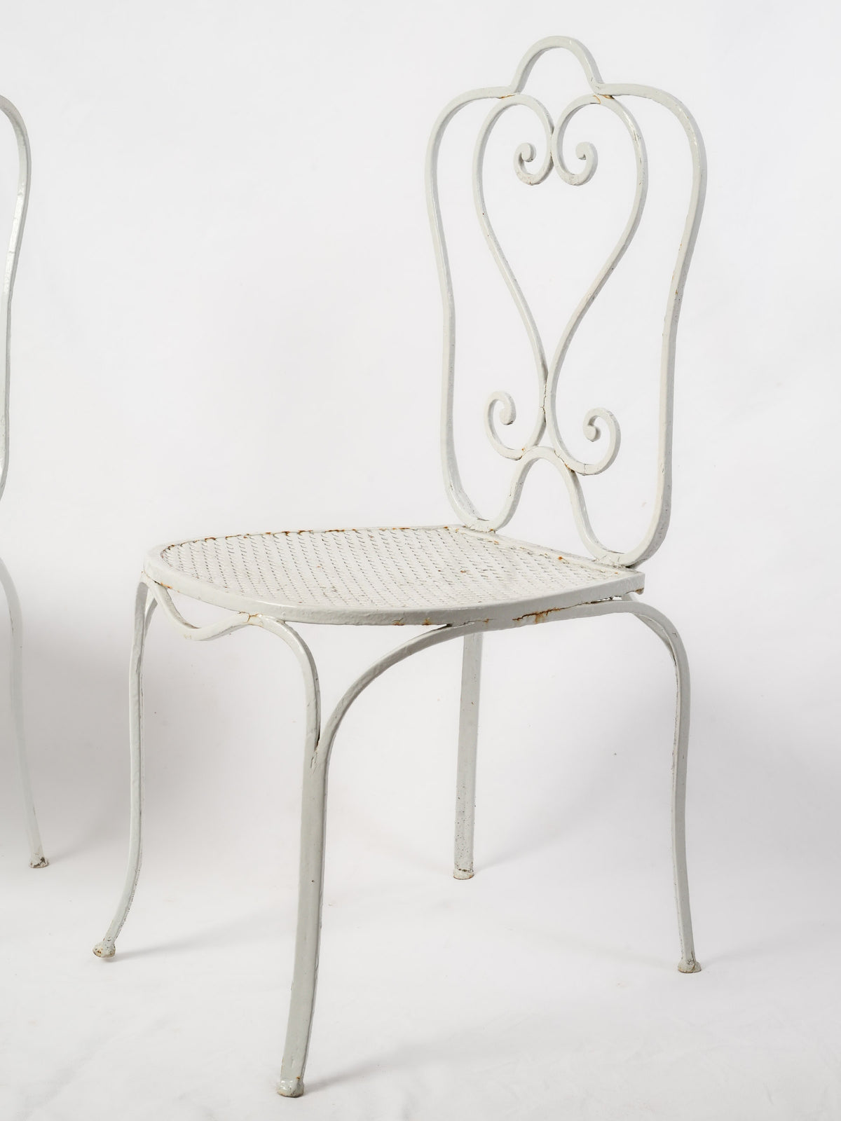 Set of Four Vintage French Wrought Iron Garden Chairs