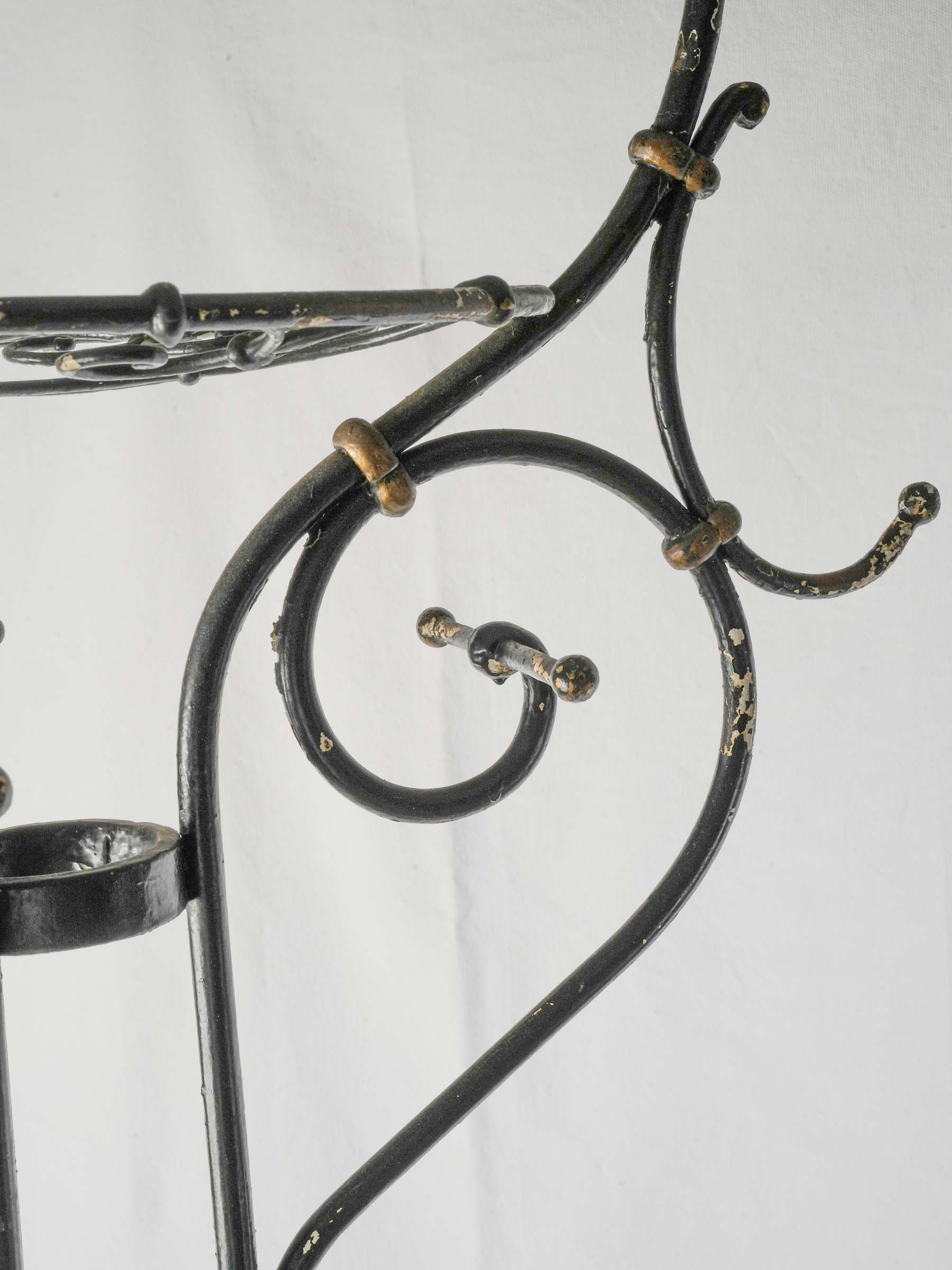 Old painted metal entryway rack