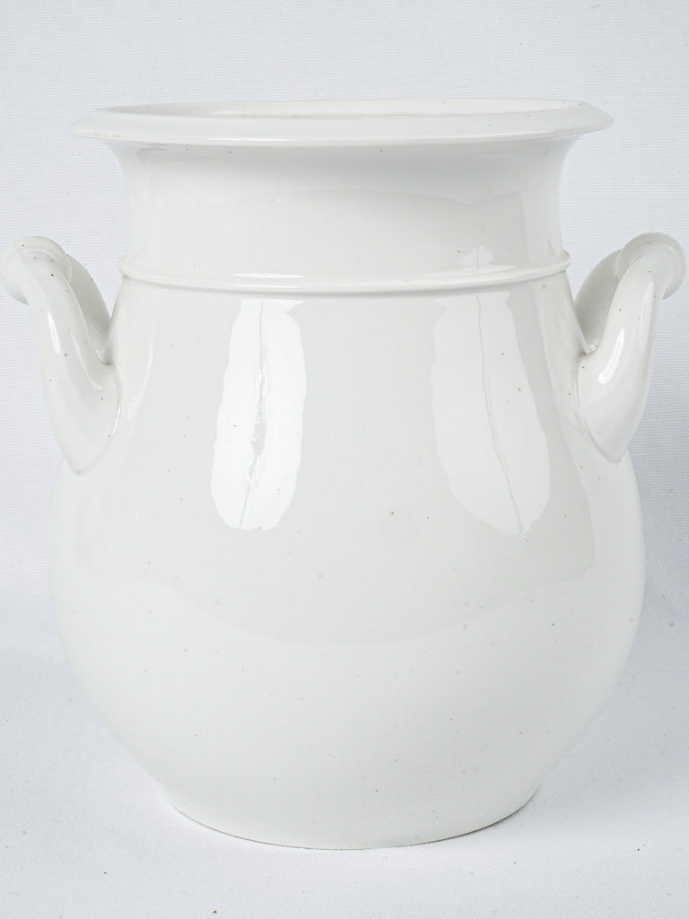 Large, sleek white earthenware flower vase