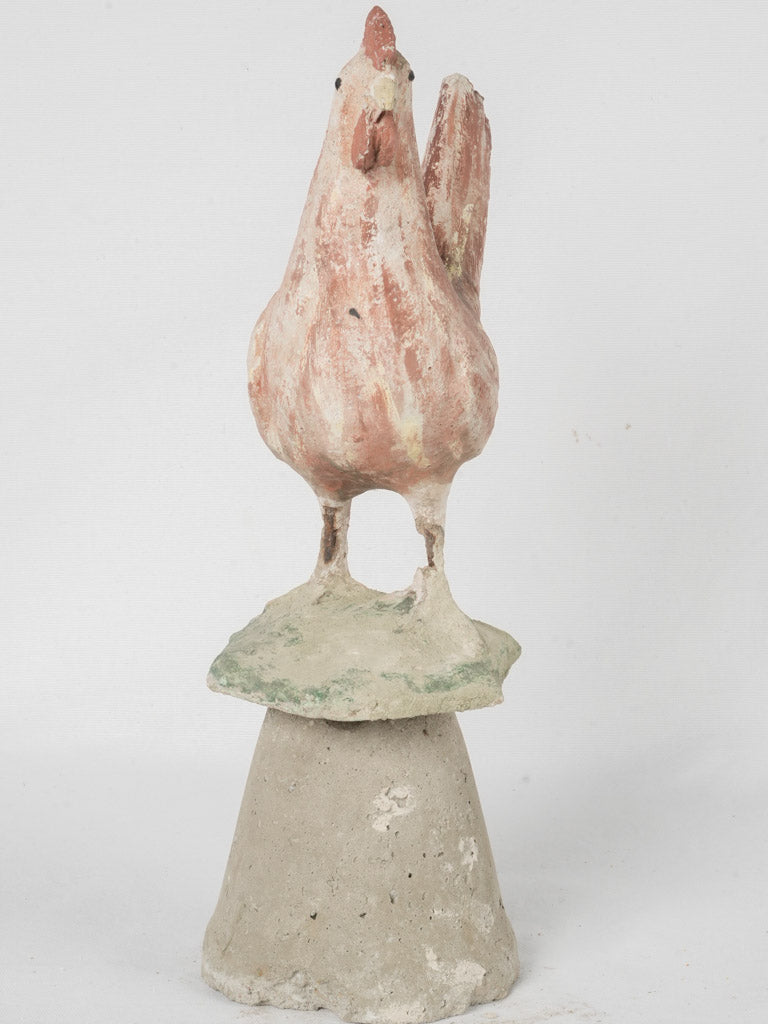 Aged, Playful, Country-inspired Rooster Statue