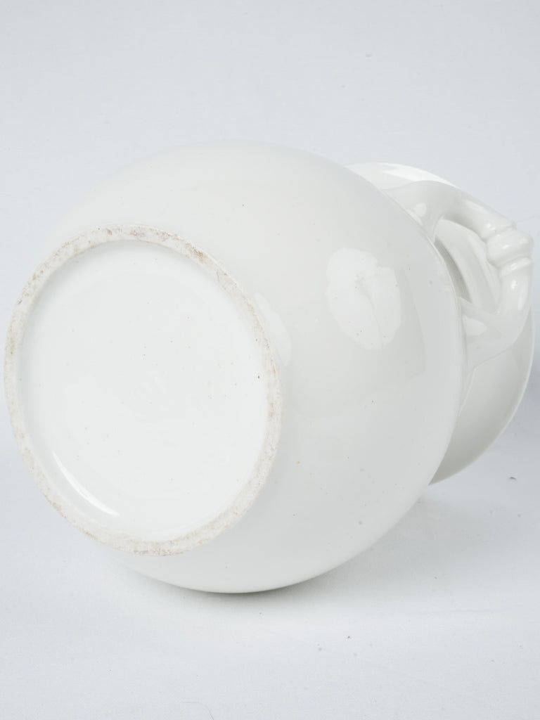 Charming, vintage white earthenware floral vase