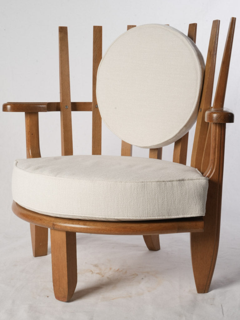 Pair of 1960s French Oak "Tricoteuse" Armchairs, Guillerme Et Chambron
