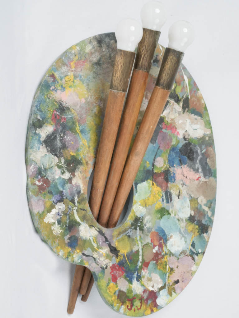 Vintage French colorful art palette sconce