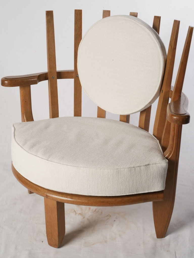 Pair of 1960s French Oak "Tricoteuse" Armchairs, Guillerme Et Chambron