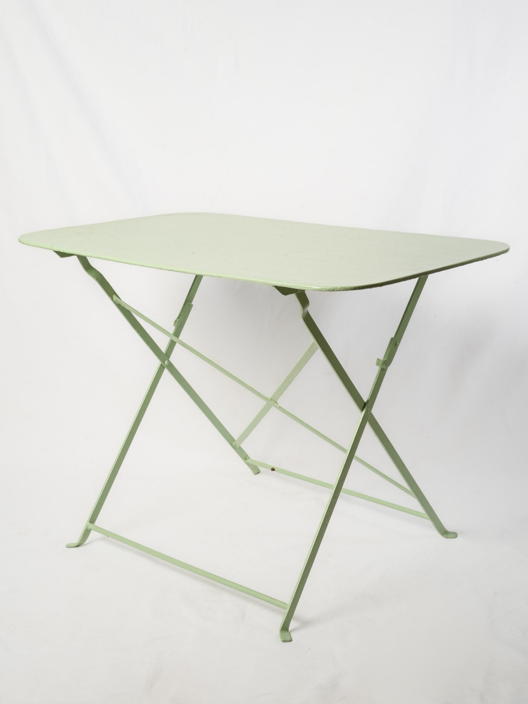 Sage Green Vintage Folding Metal Table 1/2