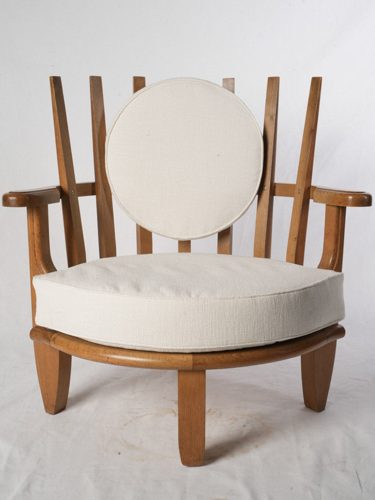 Pair of 1960s French Oak "Tricoteuse" Armchairs, Guillerme Et Chambron
