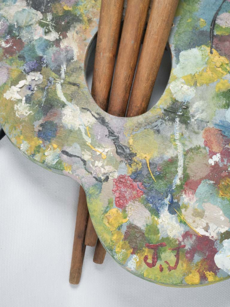 Charming signed wooden brush wall light
