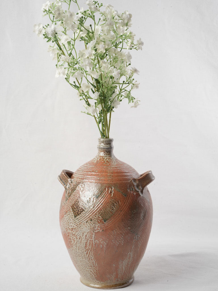 Sculptural glazed stoneware gourd vessel
