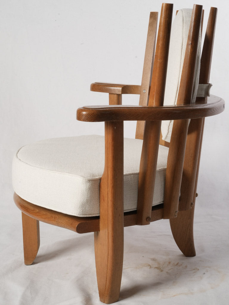 Pair of 1960s French Oak "Tricoteuse" Armchairs, Guillerme Et Chambron