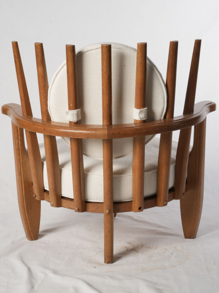 Pair of 1960s French Oak "Tricoteuse" Armchairs, Guillerme Et Chambron