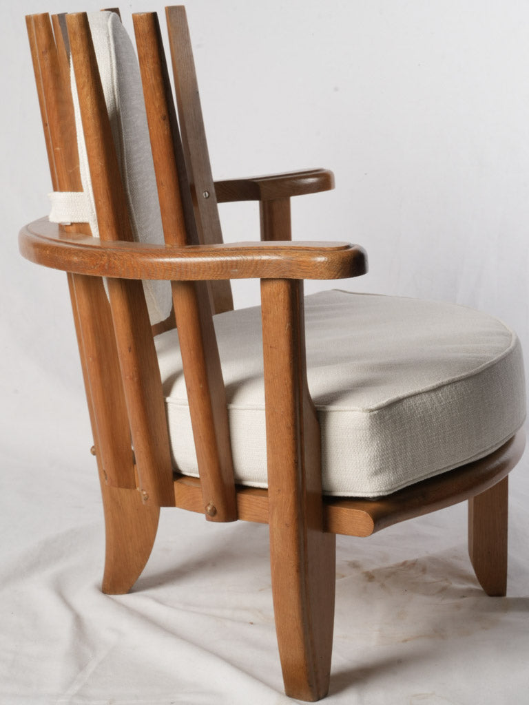 Pair of 1960s French Oak "Tricoteuse" Armchairs, Guillerme Et Chambron
