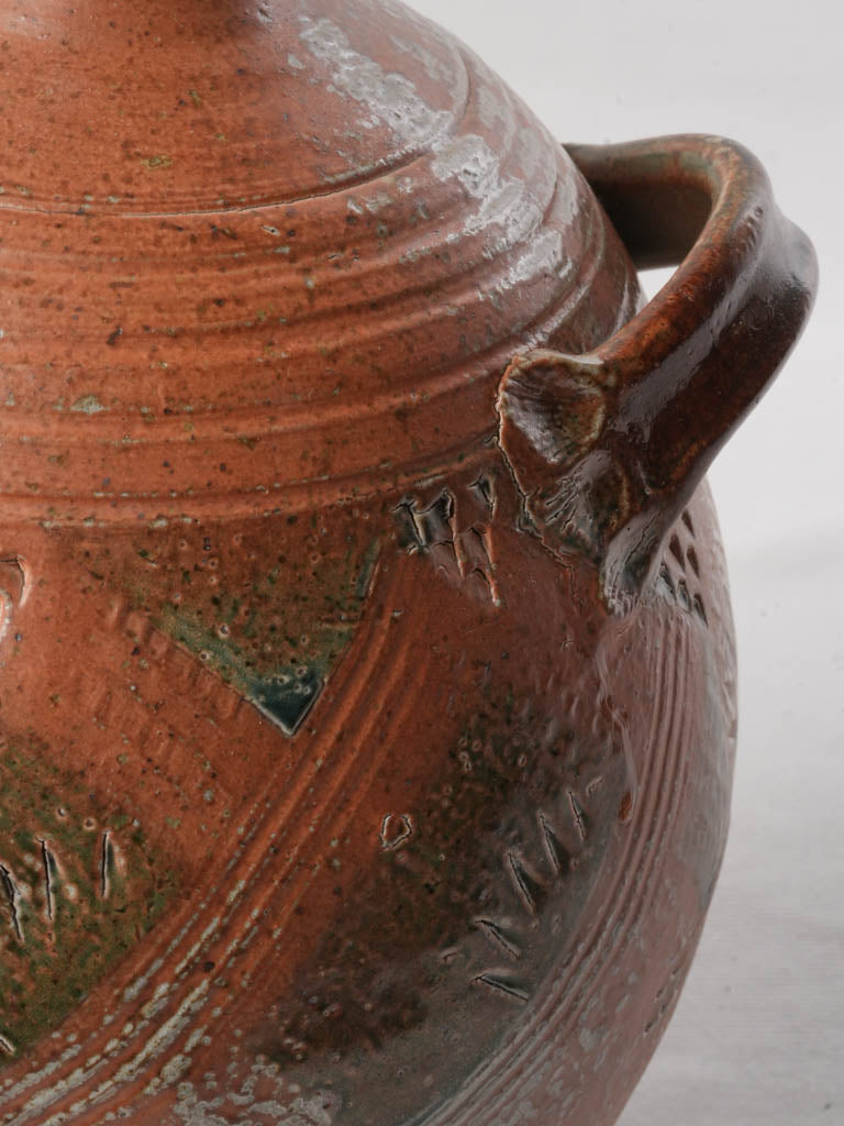 Warm russet and gray vessel