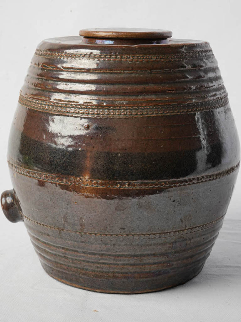 Vintage artisanal vinegar jar stoneware