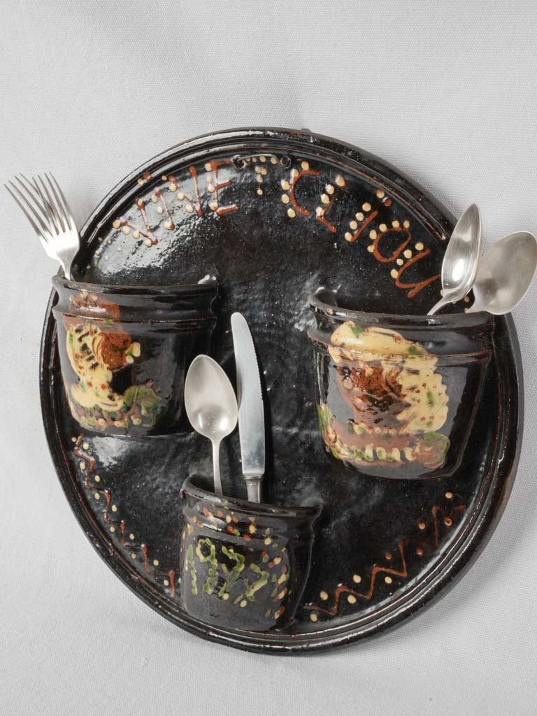 Antique-style glazed utensil holder