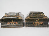 Rare Chinoiserie Black Wig Storage Boxes