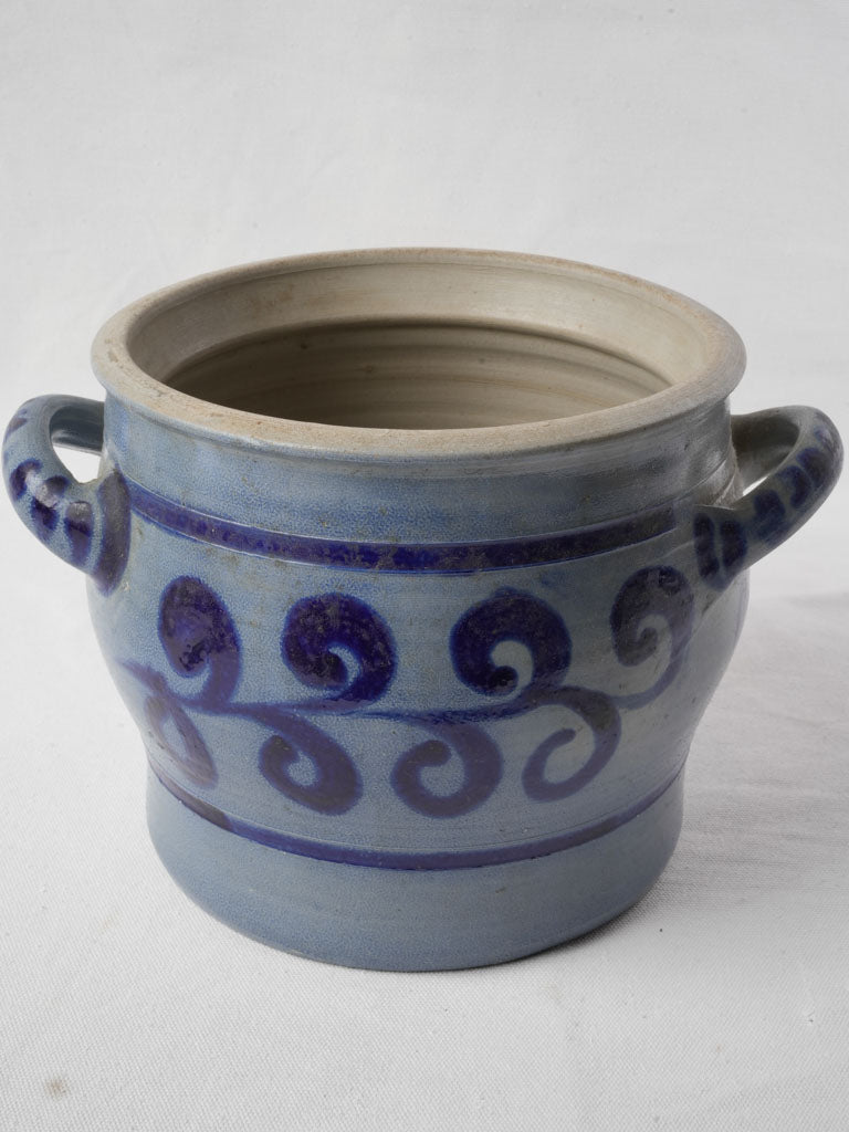 Rustic cobalt-accented ceramic vessel