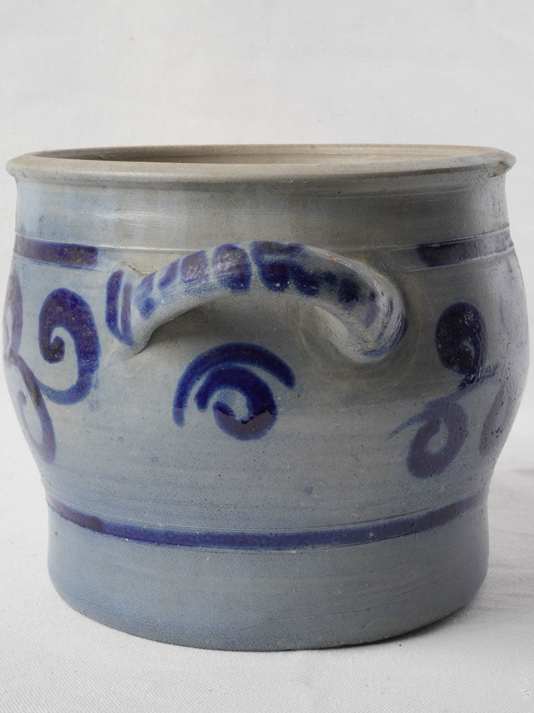 Traditional blue-scrolls stoneware jar