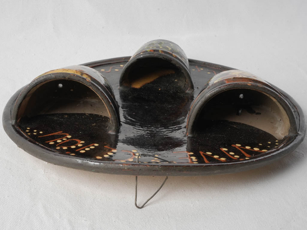 1977 French Terracotta Wall-Mounted Cutlery Dryer - 15"