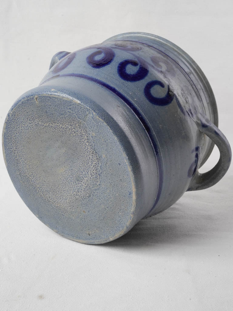 Subtle gray-and-cobalt storage pot