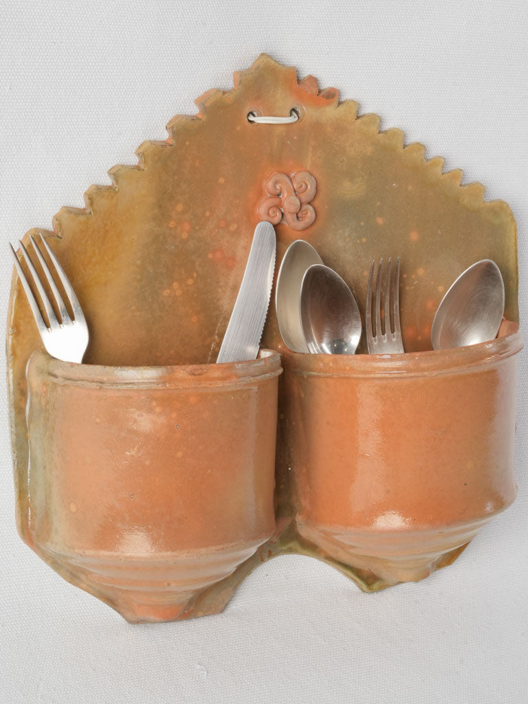 Rustic handcrafted terracotta cutlery dryer