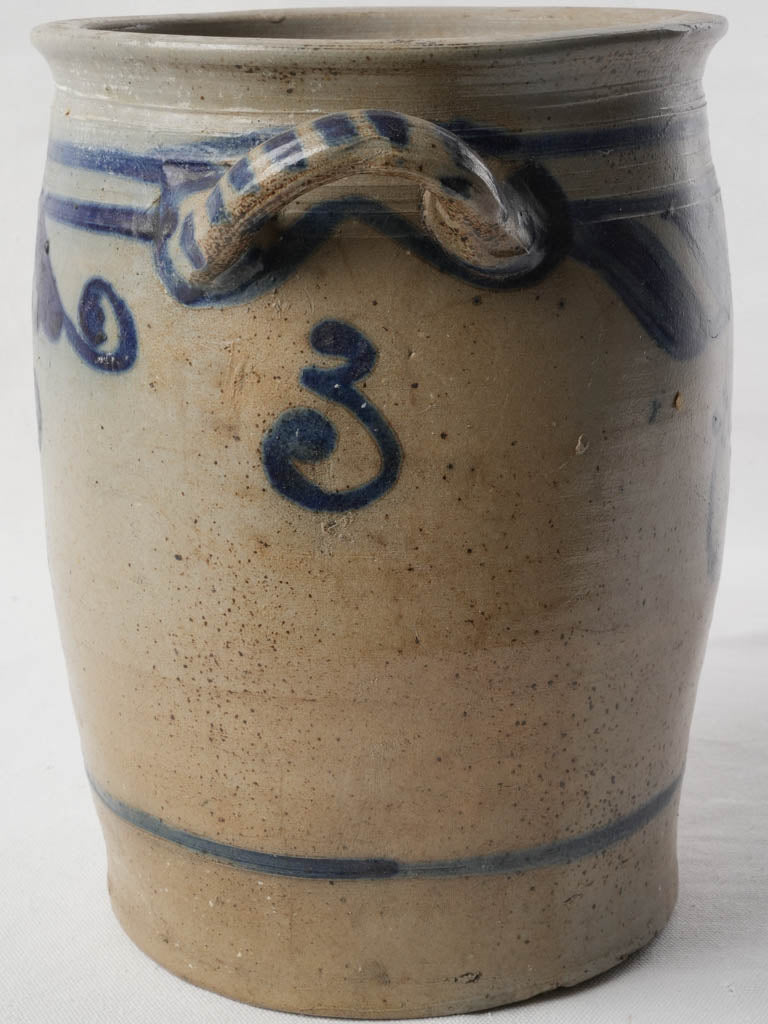 Cobalt-blue decorated ceramic crock