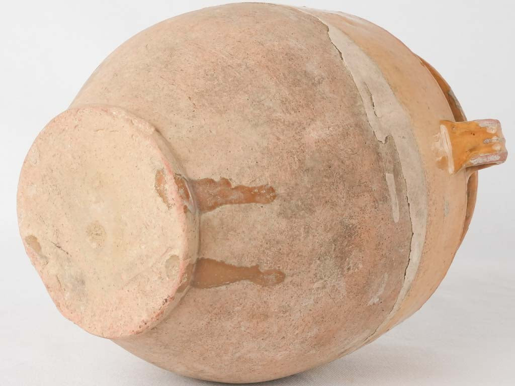 Antique French confit pot with splash of glaze 9¾"