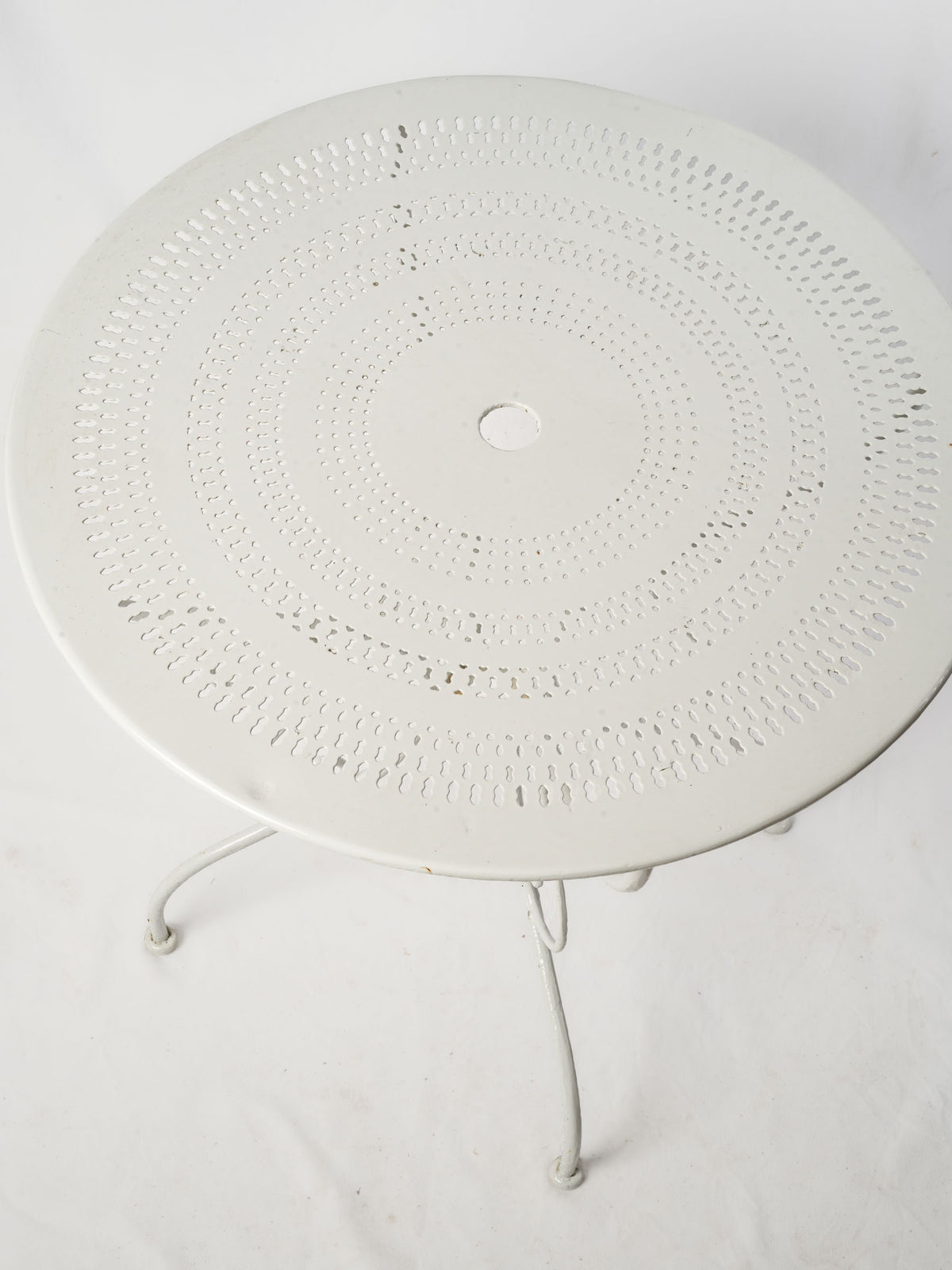 Vintage French Wrought Iron Garden Table - White