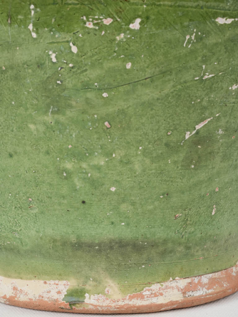 Antique French confit pot w/ green glaze 12½"