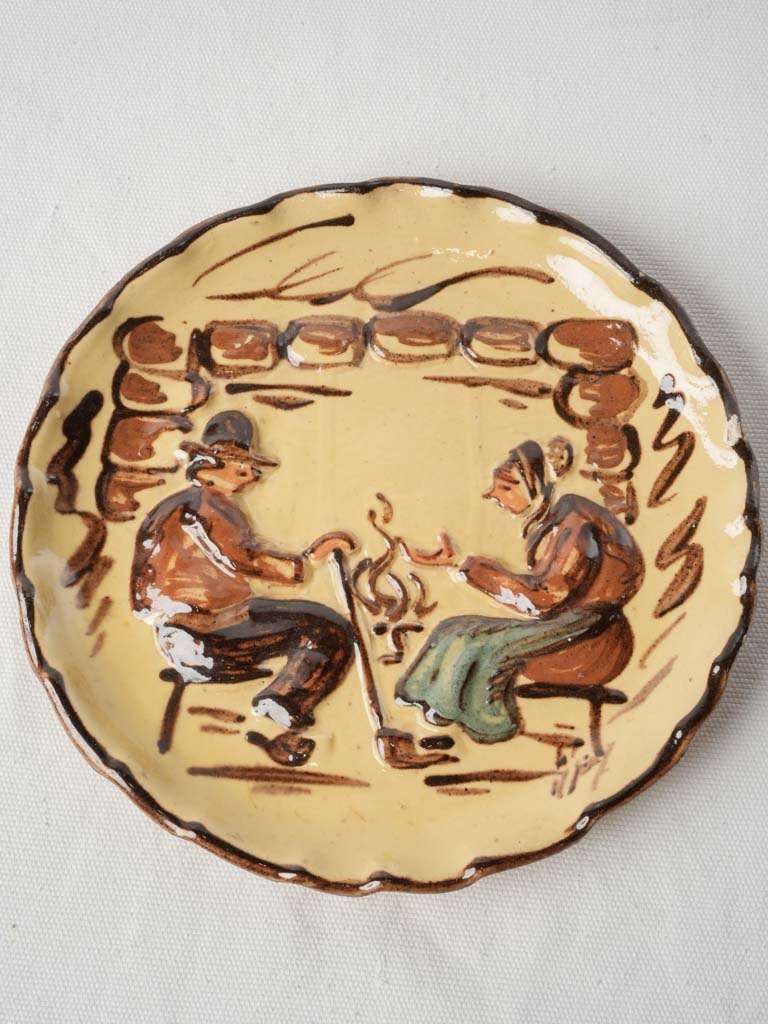 Hand-painted French countryside slipware