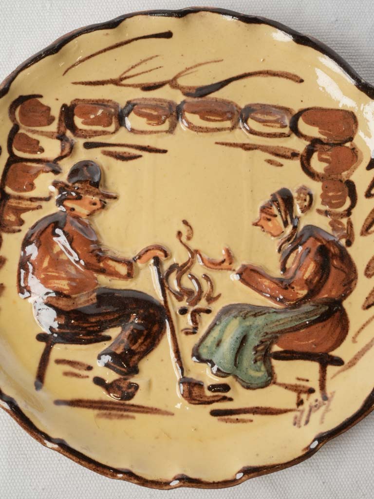 Provençal Hand-Painted Decorative Relief Plate Signed Géry - 9"