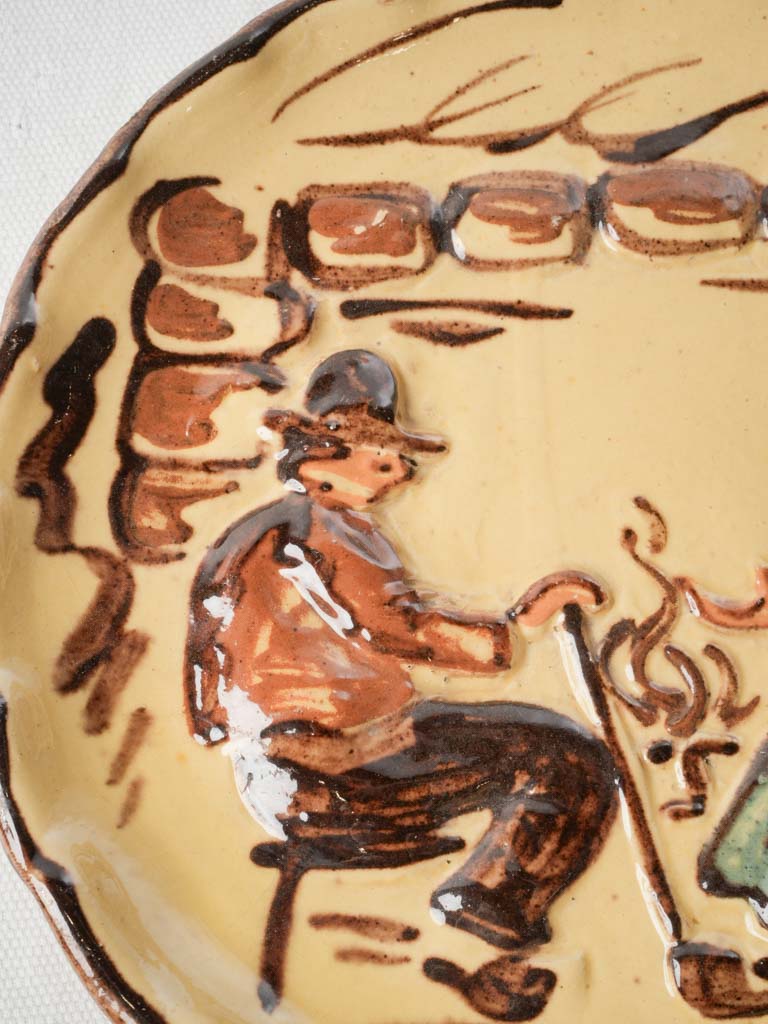 Provençal Hand-Painted Decorative Relief Plate Signed Géry - 9"