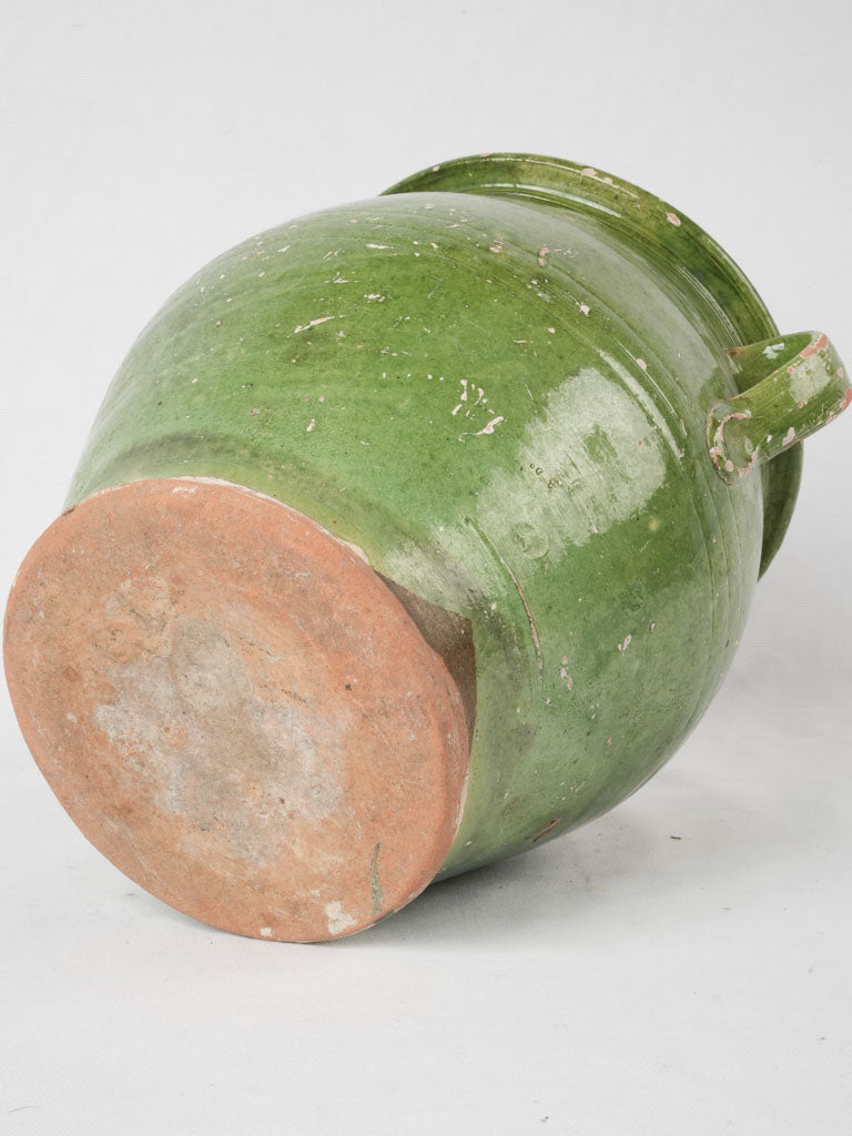 Antique French confit pot w/ green glaze 12½"