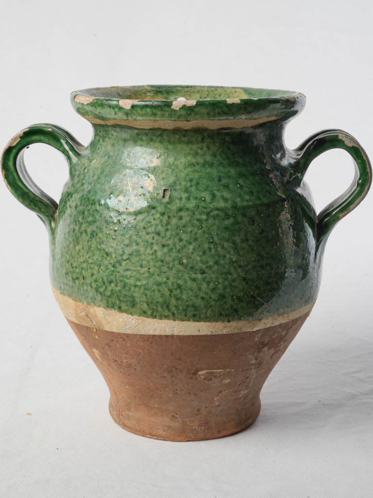 Rustic Green-Glazed Earthenware Vessel