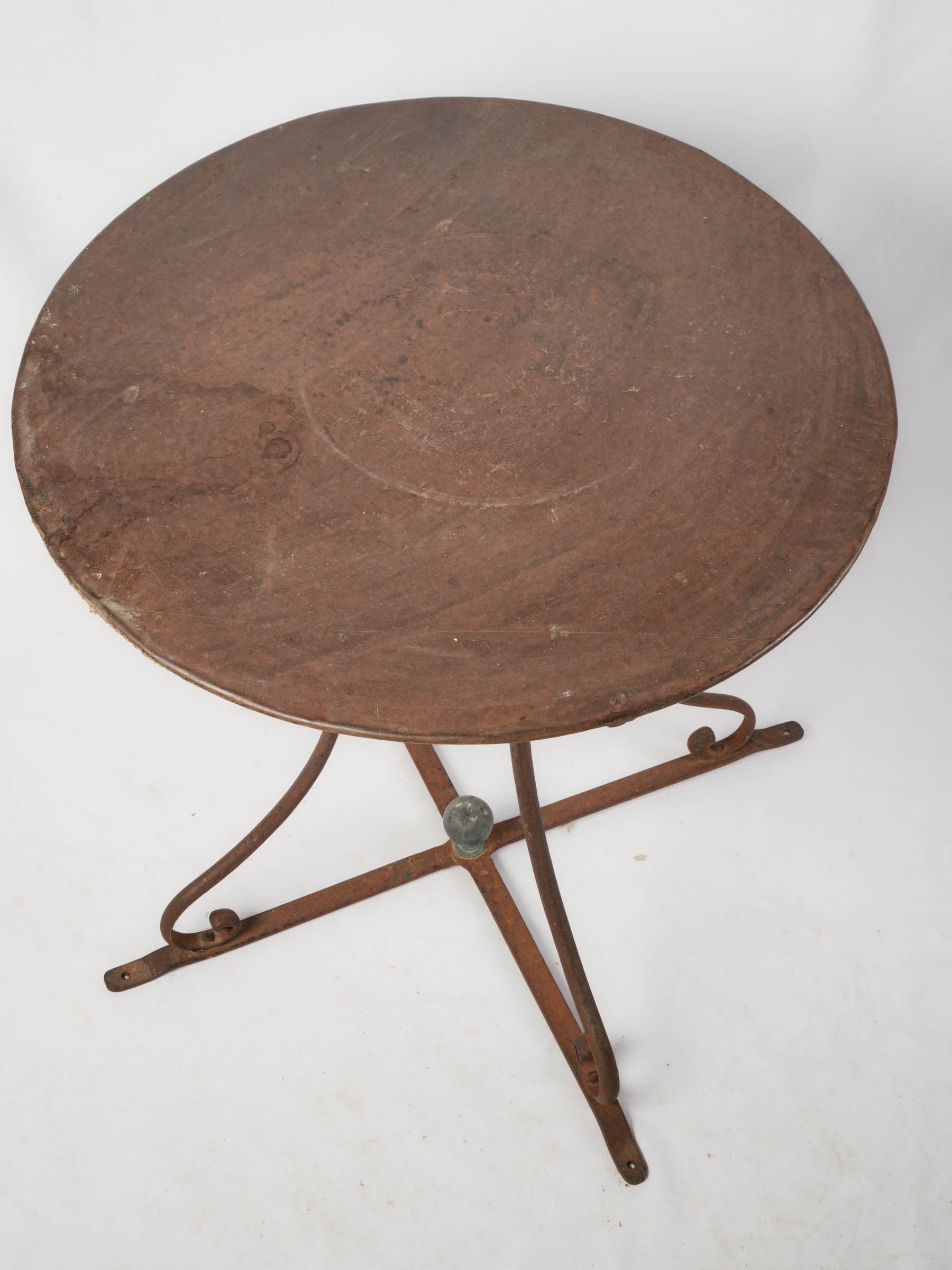 Vintage French Iron Garden Table with Curved Legs and Round Top