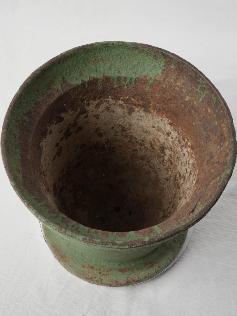 Late 19th Century French Industrial Cast-Iron Mortar Converted Planter - 13½"