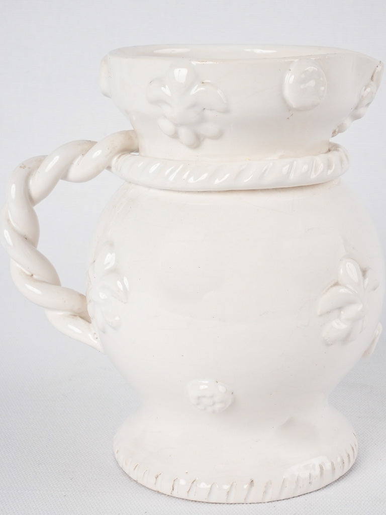 Vintage white fleur de Lys jug