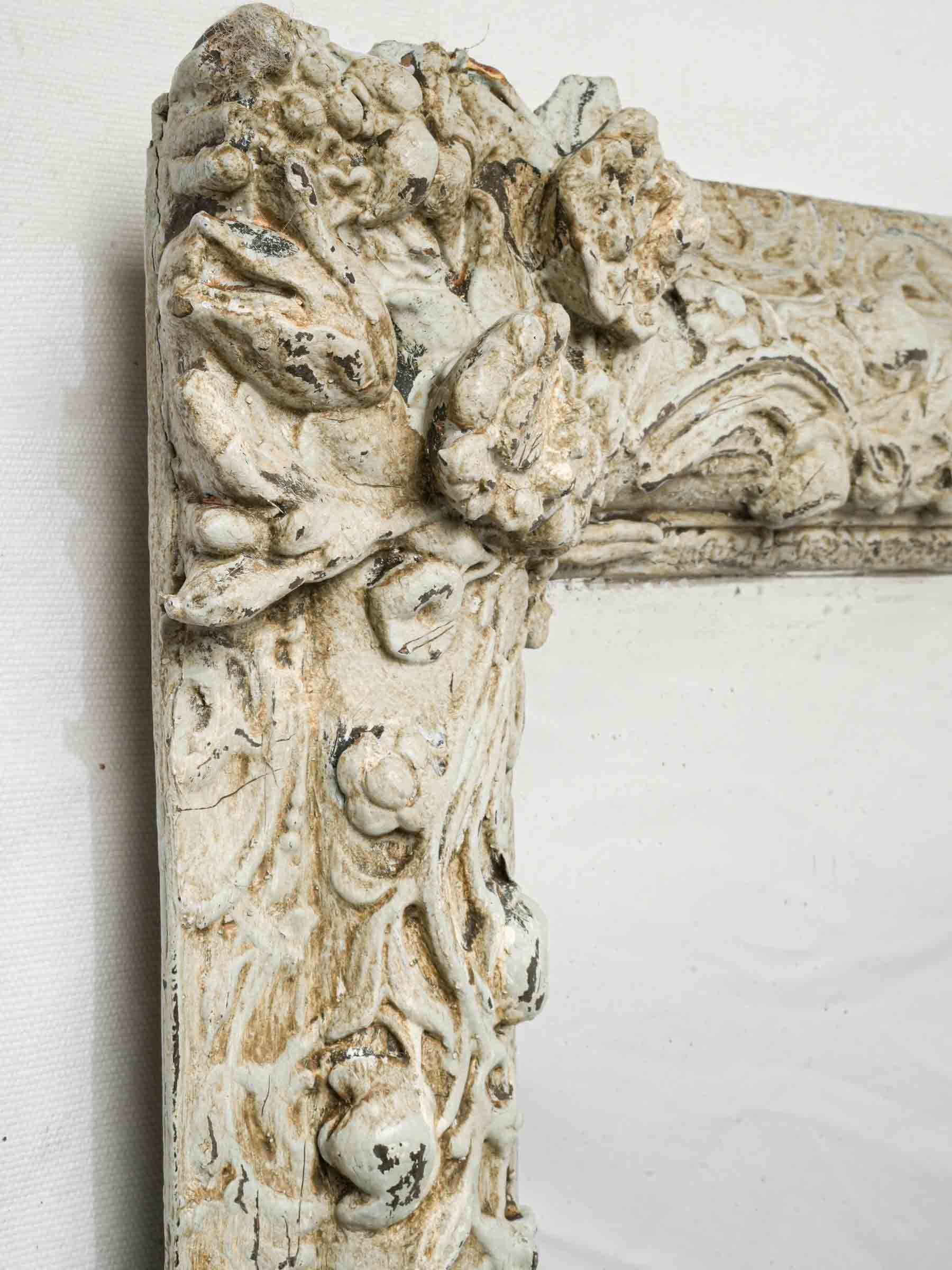 19th-century sculpted gesso floral mirror