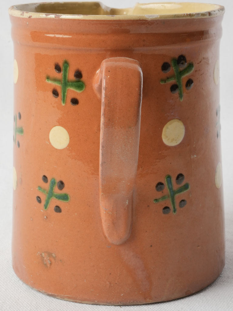 Rustic Savoy Ceramic Pitcher w/ Cross-and-Dot Motifs - 6¾"