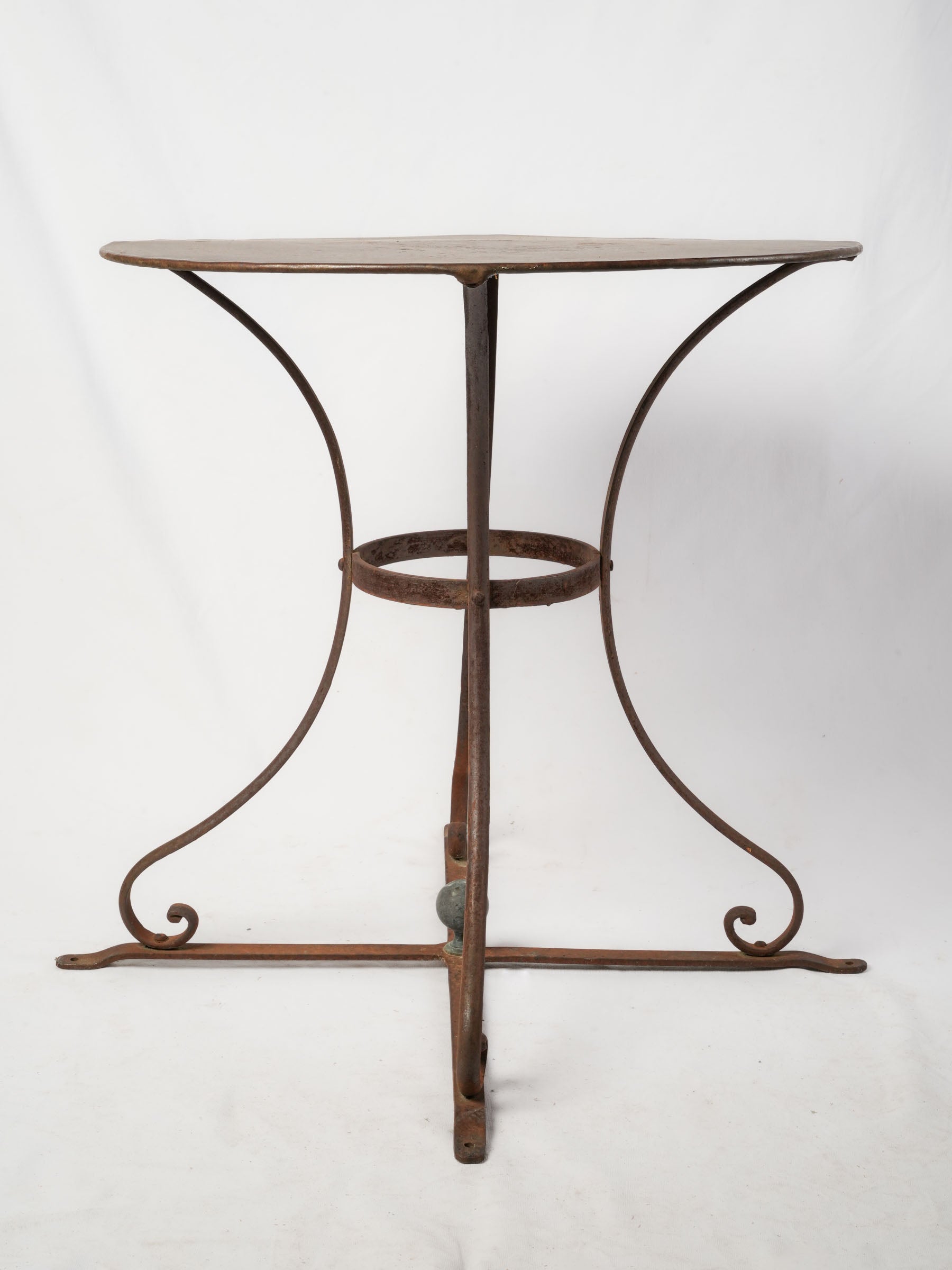 Vintage French Iron Garden Table with Curved Legs and Round Top