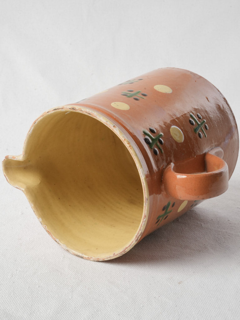 Rustic Savoy Ceramic Pitcher w/ Cross-and-Dot Motifs - 6¾"