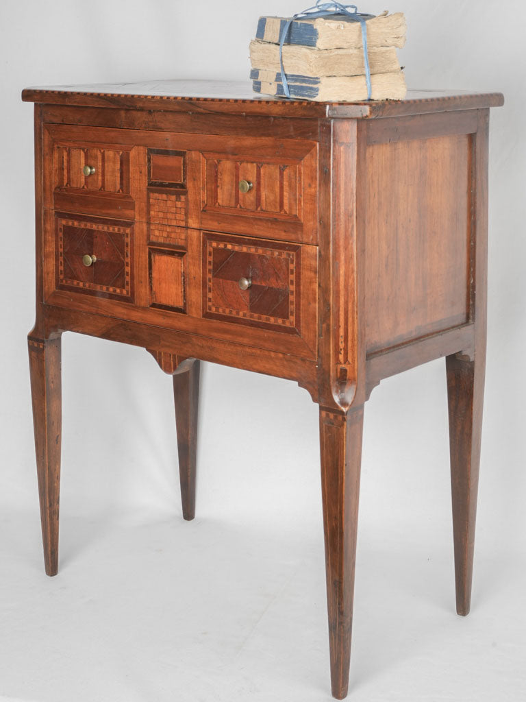 Elegant Louis XVI walnut marquetry commode