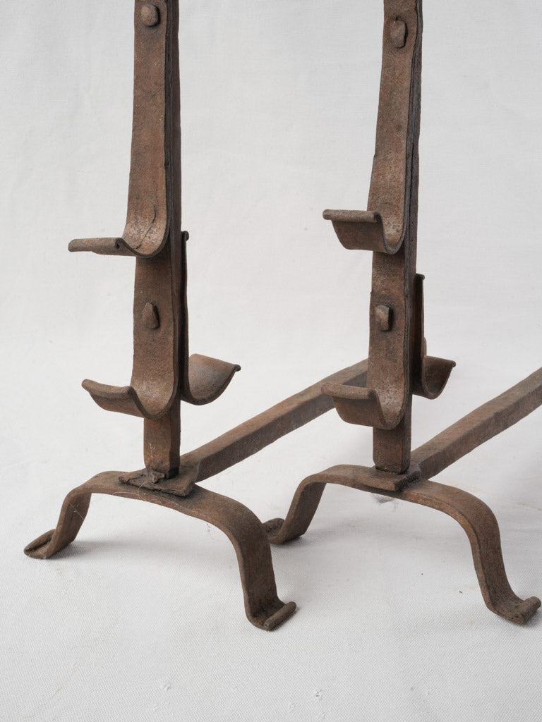 Rust-brown patina fireplace accessories